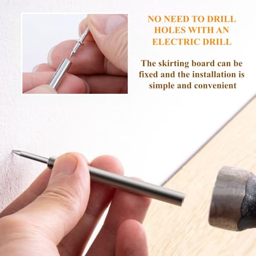 Image of 100Pcs Double Head Skirting Thread Seamless Nail, Double Headed Nails with Nail Specific Sleeve Tool, Non Marking Invisible Baseboard Nail for Wood Trim, Wall Molding, Cabinets, Furniture