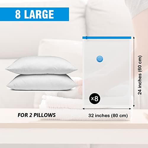 Vacuum Storage Bags, 8 Large Space Saver Bags, Vacuum Sealer Bags For Clothes, Clothing, Comforters And Blankets, Compression Storage Bags With Hand Pump #TOP1