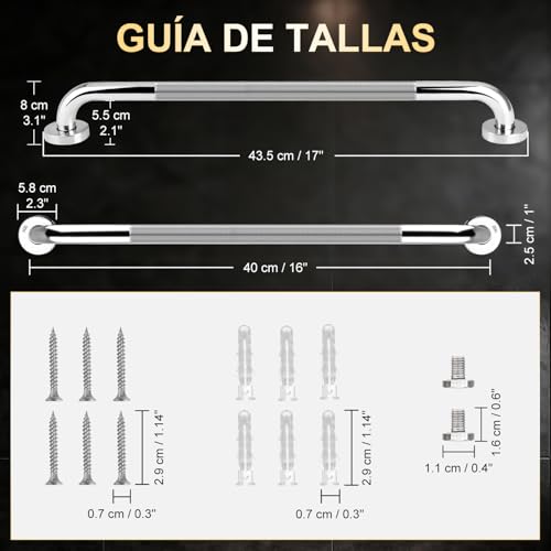 Barra de agarre para baño supregear de acero inoxidable 304 antideslizante de 40 cm 7