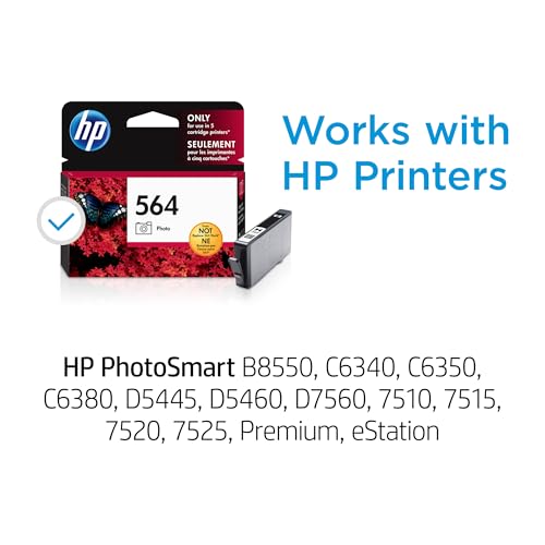Image of HP 564 Photo Black Ink Cartridge | Works with PhotoSmart B8550, C6300, D5400, D7560, 7500, Premium, eStation | CB317WN