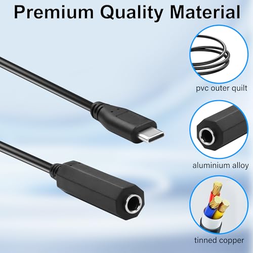 Cable adaptador de audio USB C a Jack 6.35 mm miniatura 3