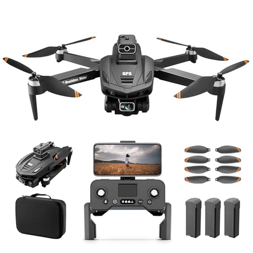 V168 4K UHD Drone with GPS Return, 90° Adjustable Camera, 5G HD Transmission, 30 Min Flight, 3000M Range, Obstacle Avoidance, Brushless Motor, Follow Me & Waypoint Fly (Black)
