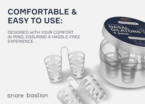 Snore Bastion Nasal Dilators for Sleeping - 4 Medium (M) Anti Snoring Nose Vents - Soft Silicone Snore Stopper - Snoring Solution - Nasal Cones to Stop Snoring