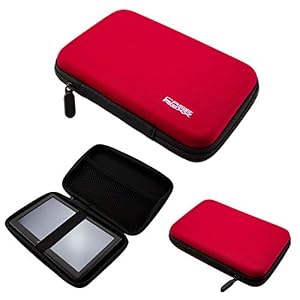 caseroxx GPS-Tasche für Jimwey GPS Navi 7 Zoll, (GPS-Tasche mit Reissverschluss und Gummizug) (GPS-Tasche, rot)