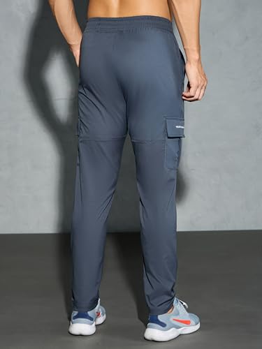 Image of TECHNOSPORT Men's Regular Fit Mid Rise Polyester Solid Cargos for Activewear, Regular Use and Quick Dry
