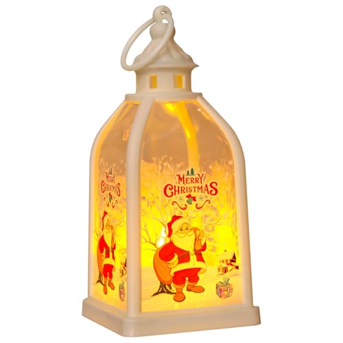 Weihnachtsdeko Laterne Weihnachtslaterne mit LED Kerzen, Hängende Weihnachten Deko LED Kerzenlaterne LED Kerze Windlicht Beleuchtete Laternen mit LED Licht, Weihnachtsdekoration Innen Außen (A)