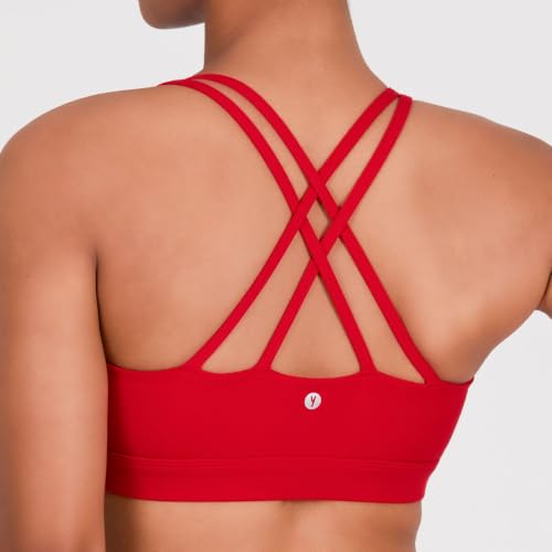Image of YITTY Active Women's Ultraluxe Strappy Medium Impact Bra, Athleisure, 4-Way-Stretch