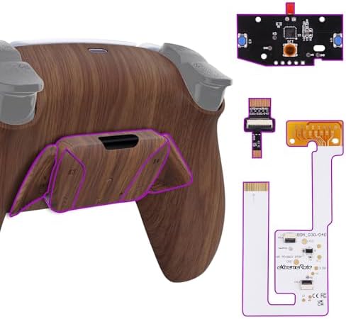 eXtremeRate Back Paddles Button Programable RISE4 V3 Remap Kit for PS5 Controller BDM-030 040 050, Upgrade Board Wood Grain Redesigned Bottom Shell 4 Back Buttons Set for PS5 - NO Controller