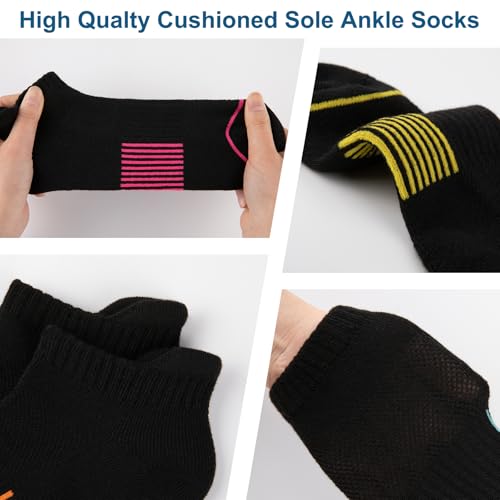 Heatuff 7 Pairs Womens Ankle Socks Athletic Cushioned Anti-Blister Running Low Cut Socks with Tab - Thumbnail 7