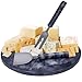 Marble Cheese Board & Utensil Set- 12” Round Black Marble Charcuterie Board & Cutting Board Set- Handmade Marble Serving Tray for Wine Meat Cheese Platter with 3 Piece Knife Set- Cheese Board Marble