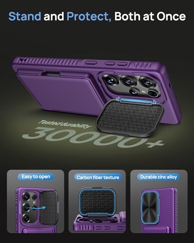 Image of for Samsung Galaxy S25 Ultra Case Wallet with Stand, Built-in [2 Pack] Screen Protector & Card Holder & Camera Cover, Military Grade Drop Protection Phone Case for S25 Ultra 6.9 inch, Dark Purple