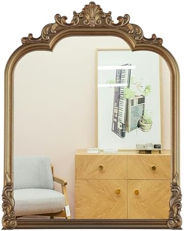 19.8"x15.7"Antique Gold Arched, Antique Baroque Wall Mirror Decor...