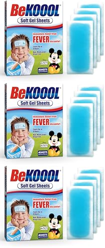 Image of BEKOOOL Soft Gel Sheets for Kids for Cooling Relief from Fever discomfort | 4 Count (Pack of 3)