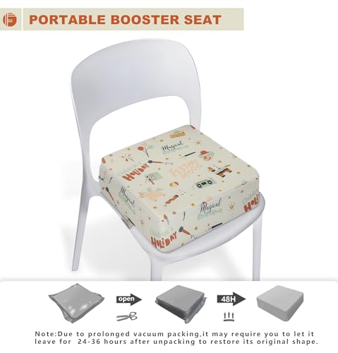 Image of Toddler Booster Seat for Dining Table, Portable Booster Seat for Kitchen Chair, 4 Inch High-Density Foam Cushion with Adjustable Safety Straps and Non-Slip Bottom, Perfect for Kids Travel and Daily