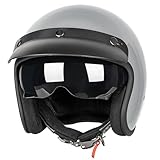 Yesmotor 3/4 Open Face Retro Motorcycle Helmet Vespa Helmet Vintage Helmet for Vespa Motorbike Casco, Moped, Cruiser, Bobber, and Chopper - DOT Approved