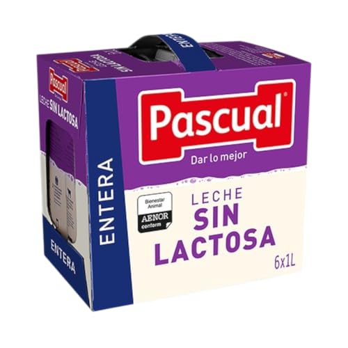 Pascual Leche Entera Sin Lactosa 6 x 1 L – Todo el Sabor de la Leche Clásica – Fácil Digestión – Producto de Consumo Habitual