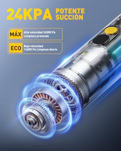 AUXITO Aspirador de Mano - Aspirador Coche de 24000 Pa, Autonomía de 30 Minutos,4 en 1, Recargable, Portátil y Ligero, Mini Aspiradora Potente para Coche, Hogar, Oficina y Pelo de Mascotas - imagen 6