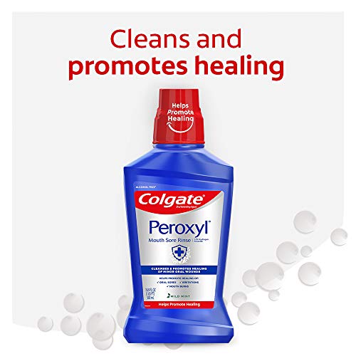 Colgate Peroxyl Antiseptic Mouthwash And Mouth Sore Rinse, 1.5% Hydrogen Peroxide, Mild Mint - 500Ml, 16.9 Fluid Ounces #TOP3