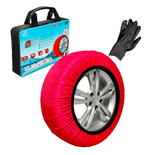 Calze da Neve Omologate EN 16662-1 Per Auto SUV Furgoni Coppia di Catene Tessili Antisdrucciolo per...