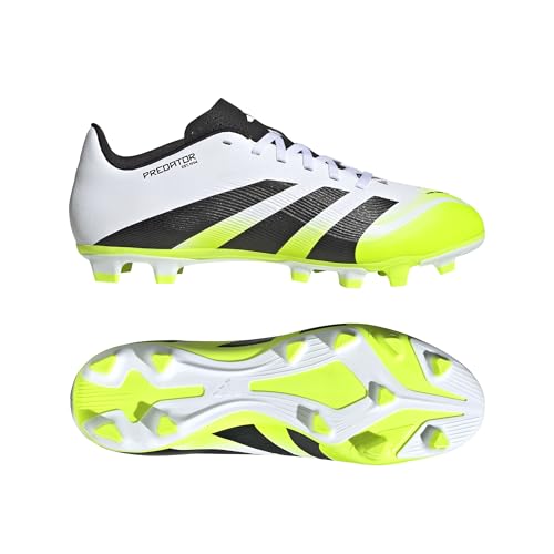 Adidas Mixte Predator Club Firm Ground/Multi Ground Football Boots, Cloud White/Core Black/Lucid Lemon, 44 2/3 EU