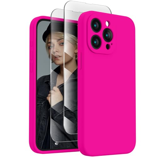 FireNova Designed for iPhone 15 Pro Max Case Silicone Upgraded [Camera Protection] Phone Case Soft Anti-Scratch Microfiber Lining Inside 6.7 inch Hot Pink