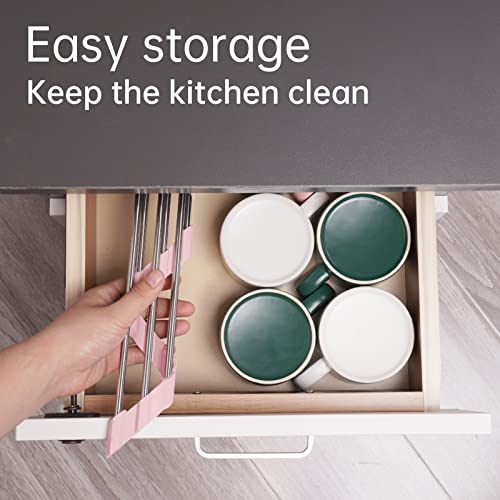 Tomorotec Triangle Foldable Dish Drying Rack, Small Roll-Up Stainless Steel Over Sink Drainer for Kitchen Sink Corner, Rustproof Multipurpose Organizer(Pink) - Thumbnail 6