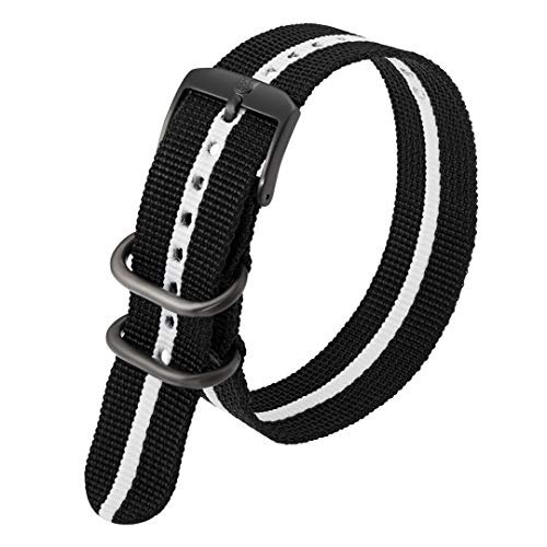 Luminox Genuine Replacement Band - Webbing Strap for Luminox Watches Series 3000, 3040, 3050, 3080, 8400 - Black/White Nylon 23MM
