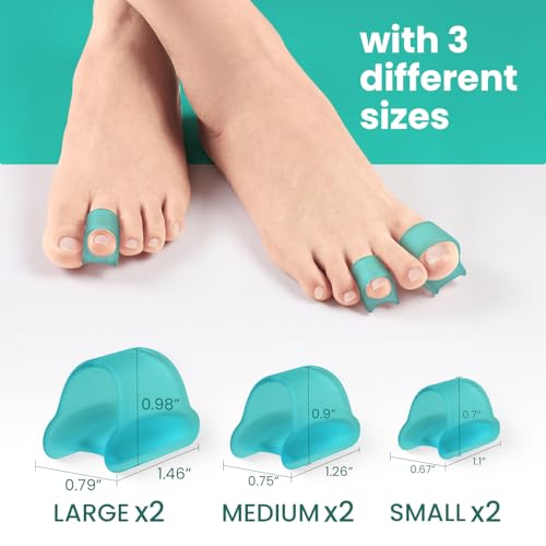 Image of Welnove Hammertoe Corrector - 6 Pack Toe Splints - Soft Gel Toe Straighteners - Realign Bent, Curled, Crooked, Claw, Hammer Toes - Toe Corrector for Men and Women, 3 Different Sizes (Blue)