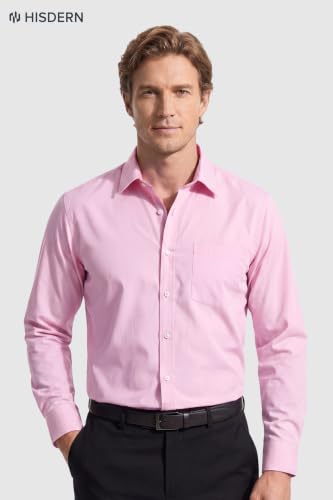 Image of HISDERN Mens Dress Shirts Long Sleeve Button Down Casual Shirts for Men Inner Contrast Formal Business Tuxedo Wedding Shirt