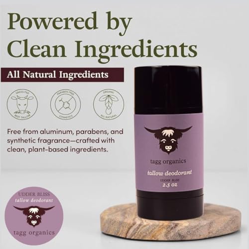 Image of Tallow Deodorant, Udder Bliss (Lavender-Vanilla) 2.5 oz | Natural Ingredients, Aluminum-Free, Long-Lasting Odor Protection, From Grass-Fed Suet, No Synthetic Fragrance, Made in USA