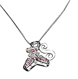 Personalized Skate Pink Rhinestone Charm Necklace with Letter Charm - Girls Ice Skating Pendent - Perfect Figure Skating Gifts