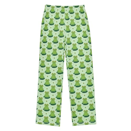 Frog and Butterfly Boys Long Pants Soft Trousers Elastic Waist Kids Lounge Bottoms with Pockets S-XL