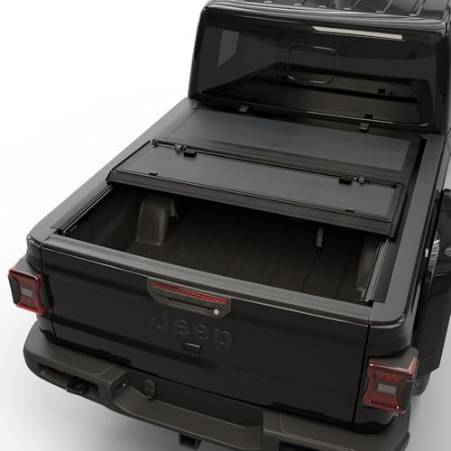 Image of Low Profile Tri-fold Truck Bed Tonneau Cover Compatible with 2020-2026 Jeep Gladiator | 5' (60.3 inch) Bed | CFLPX031