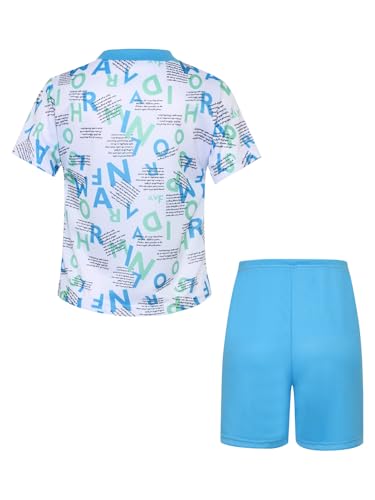 Lightweight Quick-dry Sport Outfit For Kids Boys Moisture-wicking Short Sleeve T-shirt With Shorts For Sports Blue 13-14 Years4