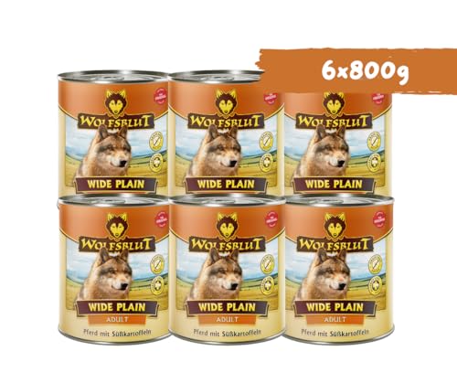 Wolfsblut Wide Plain 6x800g Hundefutter – hypoallergenes Nassfutter mit Pferd, Süßkartoffeln & Kräutern - ohne Soja, Zucker oder Getreide - Allergikerfreundlich in Wolfsblut Qualität