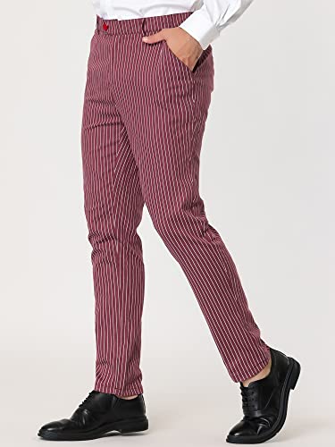 Lars Amadeus Men's Stripe Dress Pants Slim Fit Formal Business Prom Trousers2