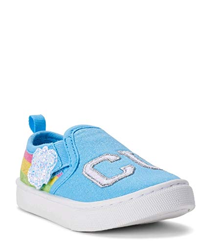Girls Cute Casual Twin Gore Slip On Sneaker Blue Rainbow Cloud2