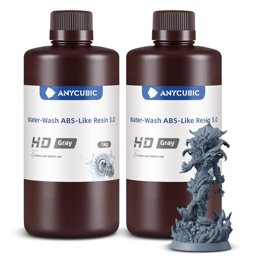 Image of ANYCUBIC Water Washable ABS-Like Resin 3.0 Bundle, 3D Printer Resin, High Toughness and High Precision, Easy to Post-Process, Low Odor, Wide Compatibility for All LCD 3D Printers (HD Grey, 2kg)
