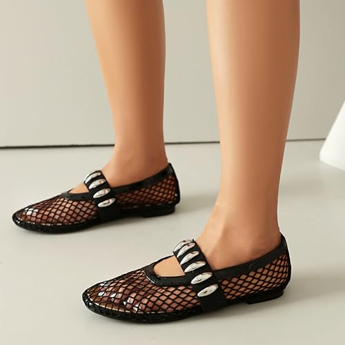 Mesh Flats Women Mary Jane Hollow Out Dolly Shoes3