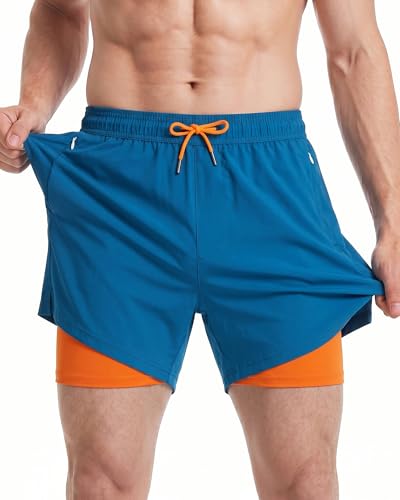 Short de bain homme premium bleu ciel orange coupe CR 5.5 exclusive