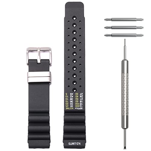 20/22/24mm Cinturino in Gomma Nero Compatibile con Citizen Promaster and Limits Solar Sports Diver Replacement Bracelet Cinturino da polso Lunetta in acciaio inossidabile per Uomo e Donna (20mm)