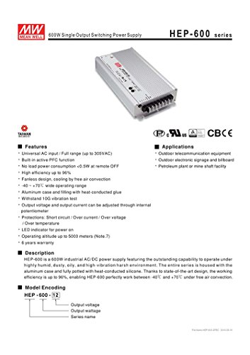 MEAN WELL HEP-600-54 600W Single Output Switching Power Supply MEANWELL HEP-600