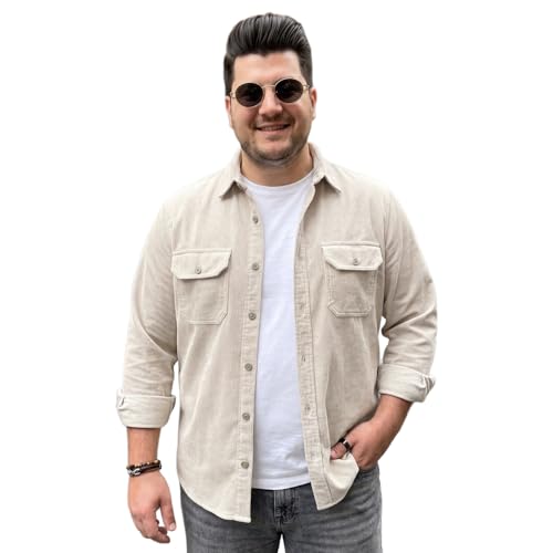 Image of Urbano Plus Men's Corduroy Full Sleeve Regular Fit Solid Overshirt with Utility Pockets