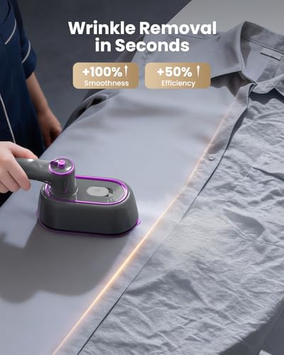Image of Travel Steamer Iron for Clothes, 2-in-1 Portable Handheld Steamer Iron, Quick Heat-Up & Wrinkle Removal, Continuous Powerful Steam, 180 Rotating Handle, Mini Steamer for Travel, Home & Dorm