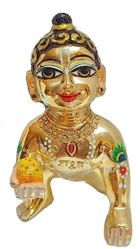 Brass Hand Painted vrindawan laddu Gopal for janamashtmi hoome Te...