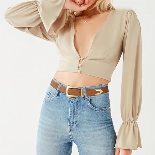 Genuine Leather Belt for Women - Silver Buckle Strap for Jeans & Dresses3