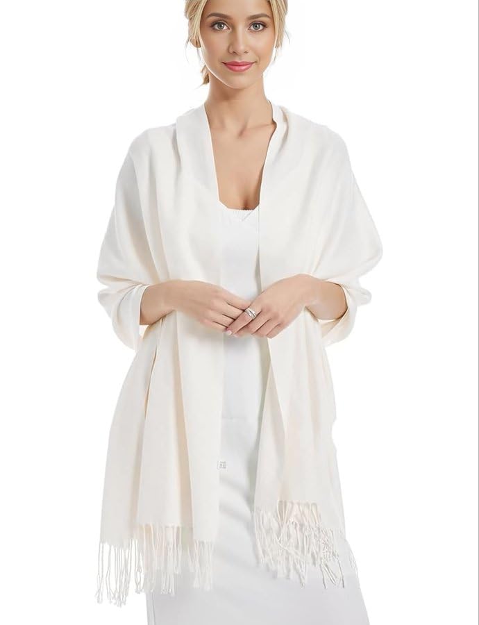 DiaryLook Kaschmir Schal Damen Winter Warm abendkleid Pashmina Schals tücher für Frauen Blanket Scarf Milchweiß