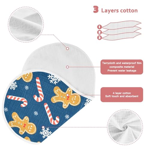 Burbuja Gingerbread Men Muslin Baby Burp Cloths, Soft & Absorbent Cotton Burping Rags for Newborn Boys & Girls, 4 Pack3