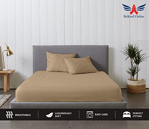Image of Eastern King - 76 inch x 80 inch Size Luxury 600 Thread-Count 100% Egyptian Long Staple Cotton Sheets Set Sheet Set Soft & Silky Sateen Weave 30 Inch Deep-Pockets - Eastern King, Taupe