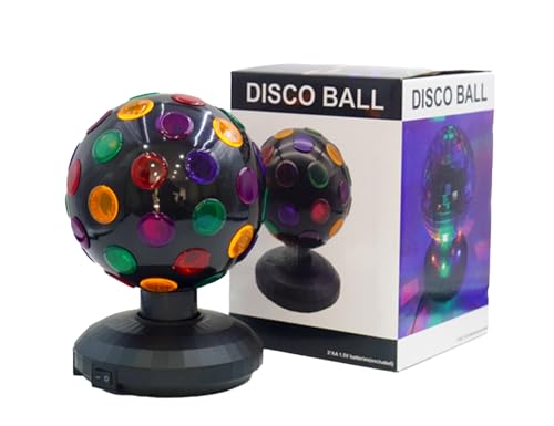 ZYColor 360° Rotating Disco Ball Light with Strobe & Multicolor Modes - USB/Battery Powered Party Lights for DJ, Xmas, Bar Decor (Black)